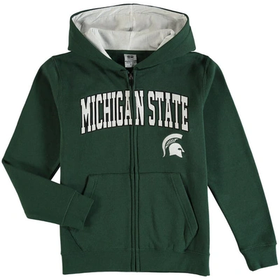Stadium Athletic Kids' Youth Green Michigan State Spartans Applique Arch & Logo Full-zip Hoodie