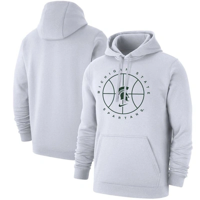 Nike White Michigan State Spartans Basketball Icon Club Fleece Pullover Hoodie