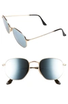 Ray Ban 54mm Hexagonal Flat Lens Sunglasses In Gold/ Grey