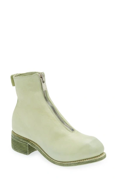 Guidi Front Zip Leather Ankle Boots In Green