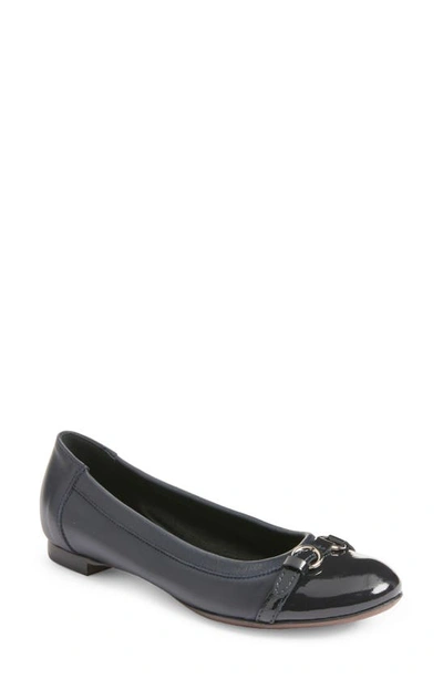 Agl Attilio Giusti Leombruni Monika Cap Toe Ballet Flat In Black With Silver Buckle