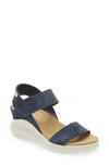 On Foot Java Platform Wedge Sandal In Navy Suede