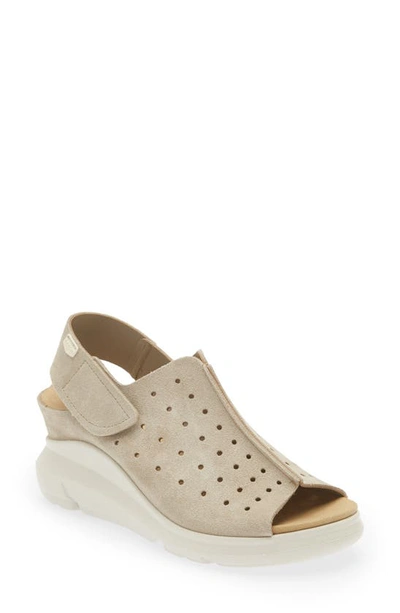 On Foot Wedge Slingback Sandal (women In Taupe Suede