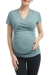 Kimi And Kai Essential Maternity/nursing Top In Beryl Green