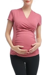 Kimi And Kai Essential Maternity/nursing Top In Rose