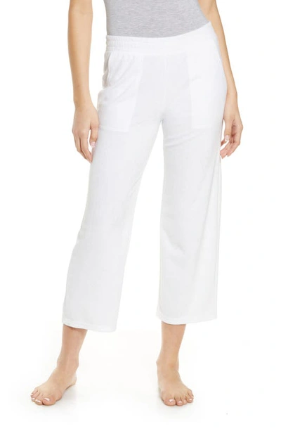 Barefoot Dreams Cozy Terry Crop Wide Leg Lounge Pants In Sea Salt