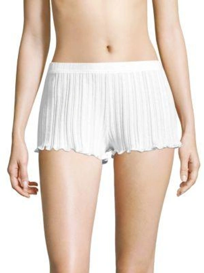 Skin Ruffled Cotton Shorts In White