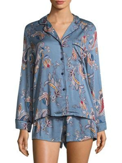 Jonquil Two-piece Paisley Tapestry Pajama Set In Steel Blue