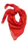 Alexander Mcqueen Skull Silk Scarf In Orange/ Light Purple