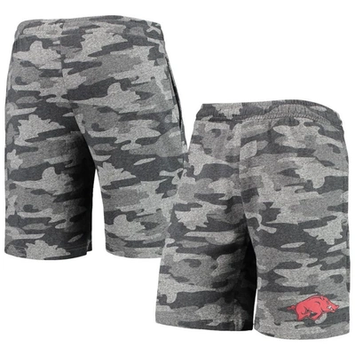 Concepts Sport Men's  Charcoal, Gray Arkansas Razorbacks Camo Backup Terry Jam Lounge Shorts In Charcoal,gray
