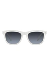 Burberry 55mm Polarized Rectangular Sunglasses In White/ Blue Gradient Black