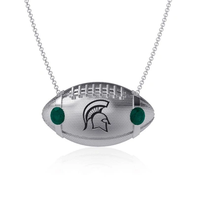 Dayna Designs Michigan State Spartans Football Necklace In Silver