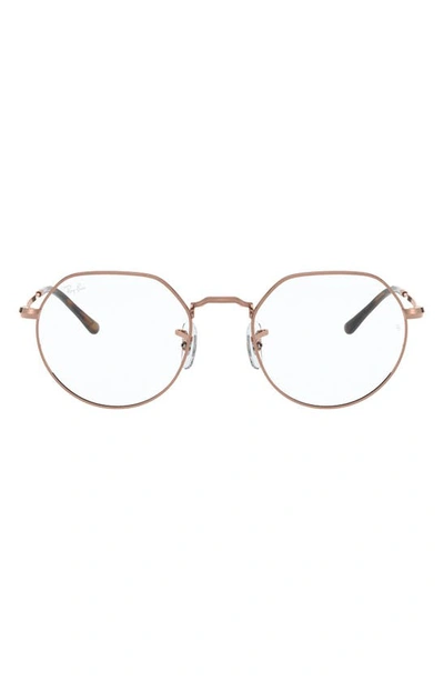 Ray Ban 53mm Metal Optical Glasses In Brown