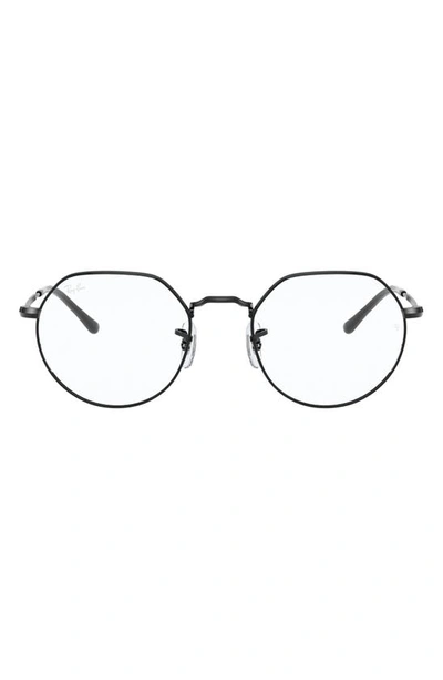 Ray Ban 53mm Metal Optical Glasses In Shiny Black