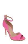 Bcbgeneration Jessika Snake Embossed Ankle Strap Sandal In Bubblegum Breach