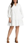 Adyson Parker Long Sleeve Cotton Eyelet Dress In Cloud White
