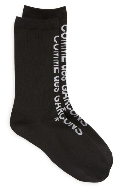 Comme Des Garçons Logo Crew Socks In Black