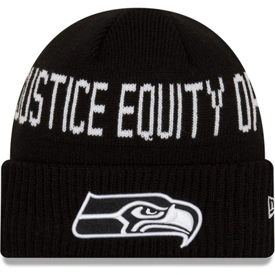 New Era Kids' Youth  Black Seattle Seahawks Social Justice Cuffed Knit Hat
