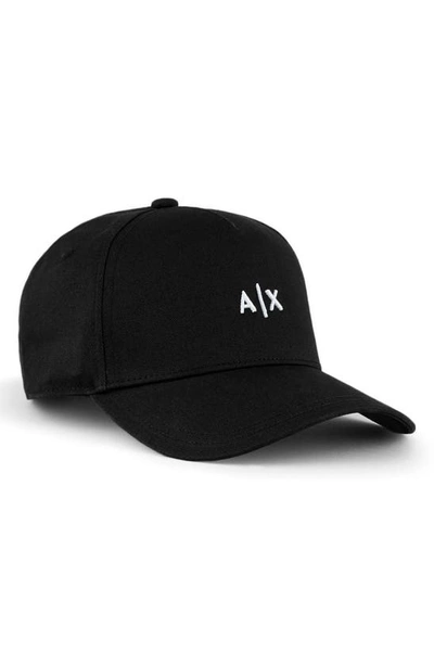 Armani Exchange Small Embroidered Logo Baseball Cap In Black/white