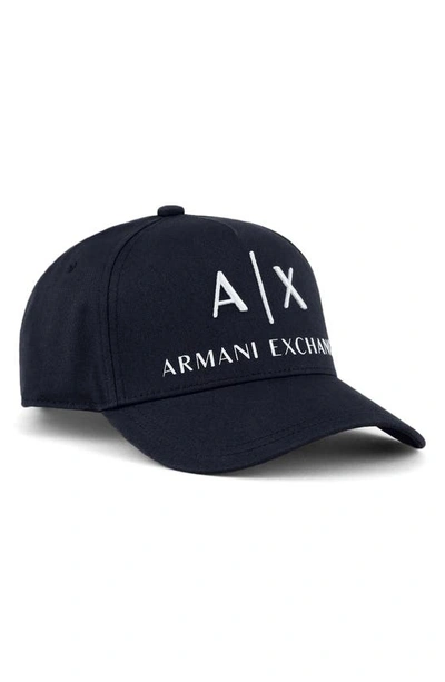 Armani Exchange Classic Embroidered Logo Baseball Cap In Navy Blue