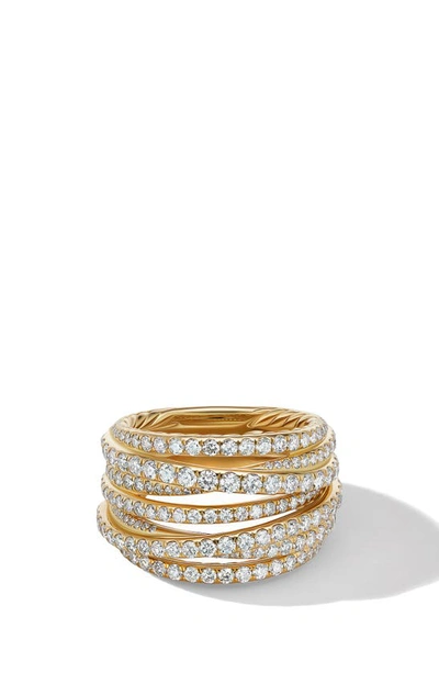David Yurman Women's Pavé Crossover Ring In 18k Yellow Gold In Diamond