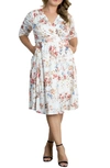 Kiyonna Gabriella Print Jersey A-line Dress In Ivory Floral Print