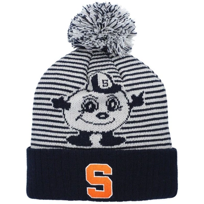 Top Of The World Navy Syracuse Orange Line Up Cuffed Knit Hat With Pom