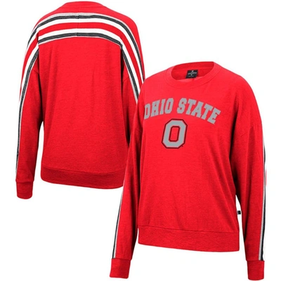 Colosseum Heathered Scarlet Ohio State Buckeyes Team Oversized Pullover Sweatshirt