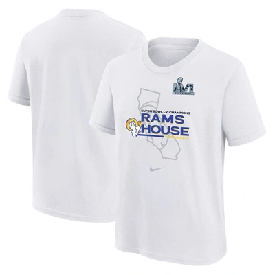 Nike Kids' Youth  White Los Angeles Rams Super Bowl Lvi Champions Hometown T-shirt