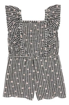 Tucker + Tate Kids' Print Romper In Black Gingham Daisy