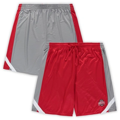 Colosseum Men's  Scarlet, Gray Ohio State Buckeyes Big And Tall Team Reversible Shorts In Scarlet,gray