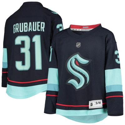 Outerstuff Kids' Youth Philipp Grubauer Deep Sea Blue Seattle Kraken Home Replica Player Jersey In Navy
