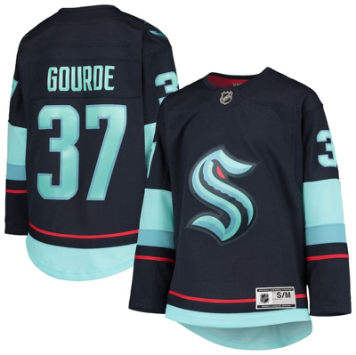 Outerstuff Kids' Youth Yanni Gourde Deep Sea Blue Seattle Kraken Home Premier Player Jersey In Navy