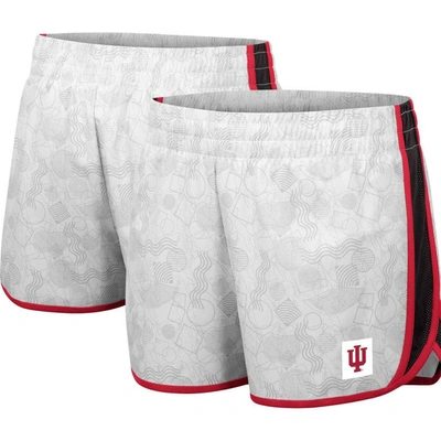 Colosseum Women's  White, Black Indiana Hoosiers The Plastics Geo Print Shorts In White,black