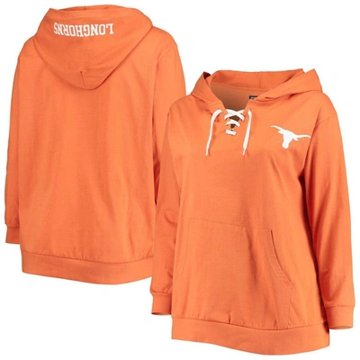 Profile Texas Orange Texas Longhorns Plus Size Wordmark V-neck Lace-up Pullover Hoodie