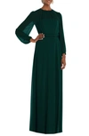 Dessy Collection Long Sleeve Evening Gown In Evergreen