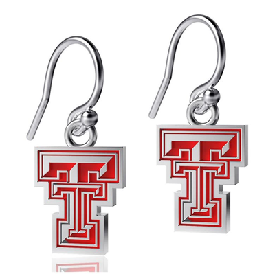 Dayna Designs Women's  Texas Tech Red Raiders Silver-tone Enamel Dangle Earrings