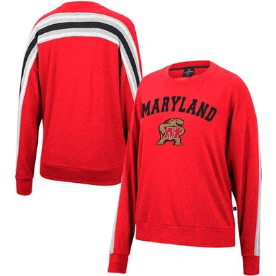 Colosseum Heathered Red Maryland Terrapins Team Oversized Pullover Sweatshirt