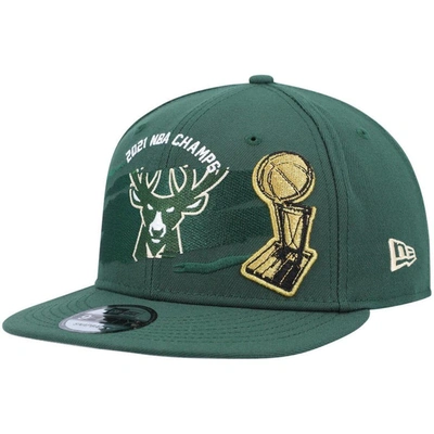 New Era Hunter Green Milwaukee Bucks 2021 Nba Finals Champions Tear On The Court 9fifty Snapback Hat