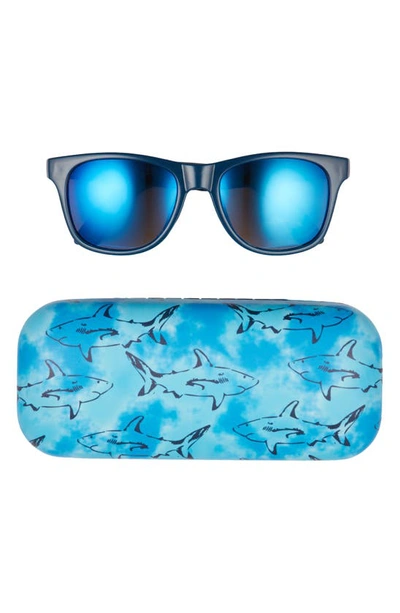 Capelli New York Kids' Tie Dye Sharks Sunglasses & Case In Blue Combo