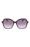 Longchamp 57mm Amazone Modified Rectangle Sunglasses In Black