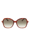 Longchamp 57mm Amazone Modified Rectangle Sunglasses In Havana
