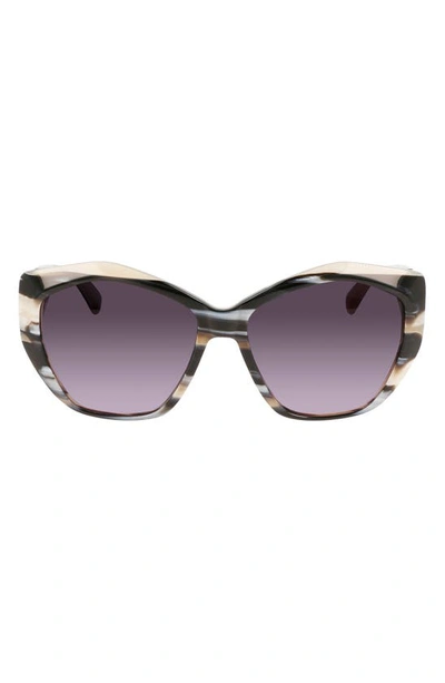 Longchamp 57mm Roseau Tea Cup Sunglasses In Black Horn