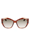 Longchamp 57mm Roseau Tea Cup Sunglasses In Havana
