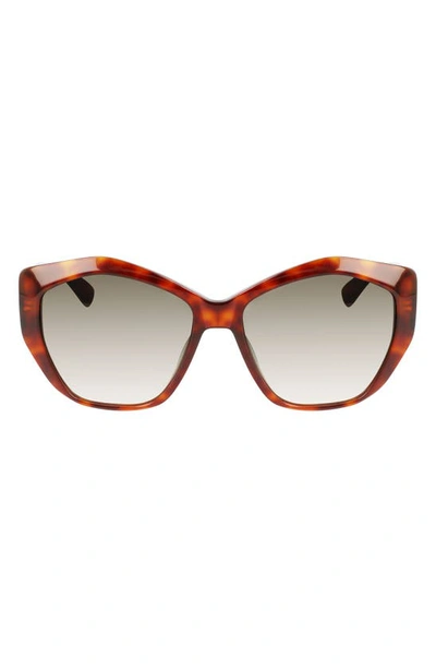 Longchamp 57mm Roseau Tea Cup Sunglasses In Havana