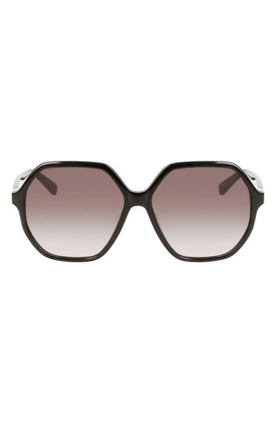Longchamp 58mm Le Pliage Modified Rectangle Sunglasses In Black