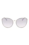 Longchamp Roseau 60mm Cat Eye Sunglasses In Gold/ Black