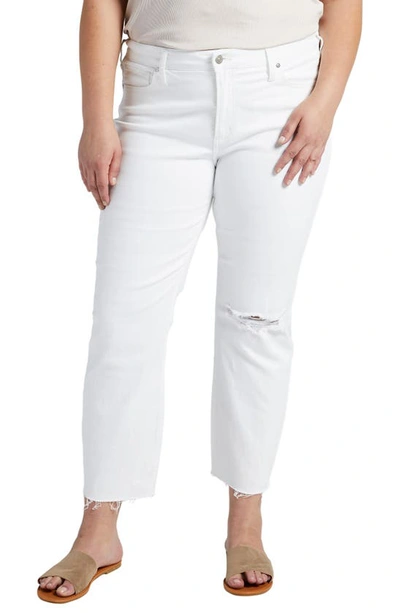 Silver Jeans Co. Plus Size Most Wanted Mid Rise Straight Crop Pants In Off White