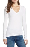 Splendid Ribbed V-neck Tee In White