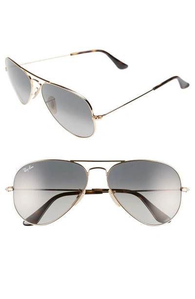 Ray Ban Standard Original 58mm Aviator Sunglasses In Gold/ Blue